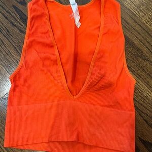Orange Out From Under V-Neck Top